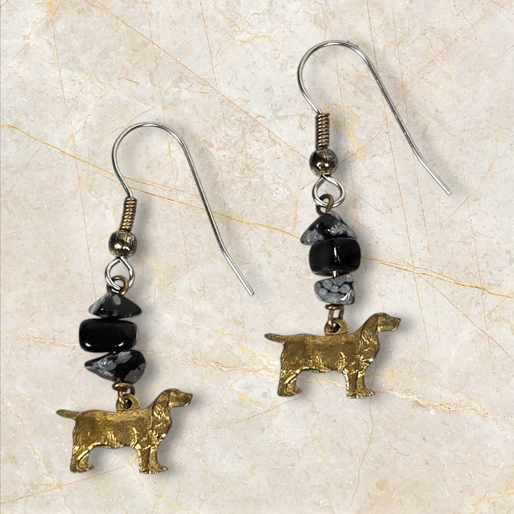 English‎ Setter Dog Drop Earrings